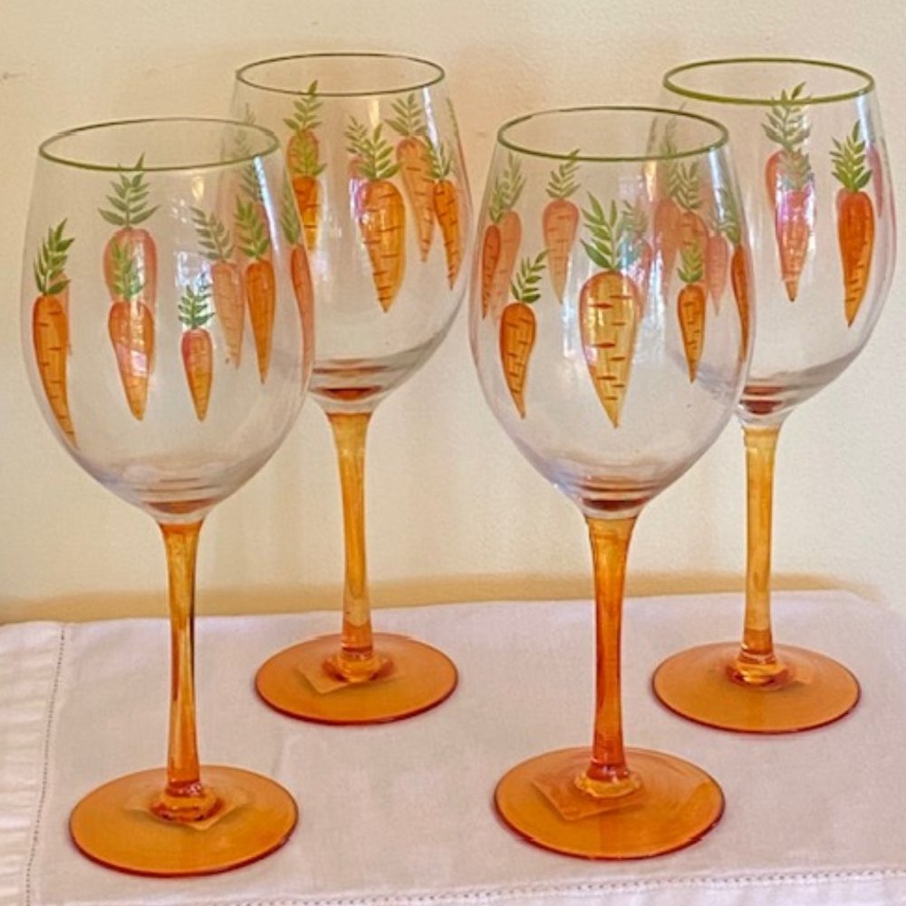 Four Carrot wine glasses  NWT